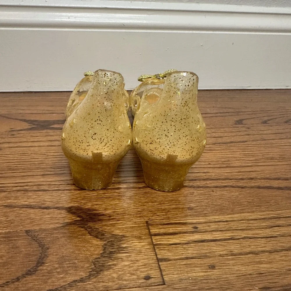 Disney Parks Princess Belle Light-Up Glitter Jelly Shoes Gold Dress Up Girls 13